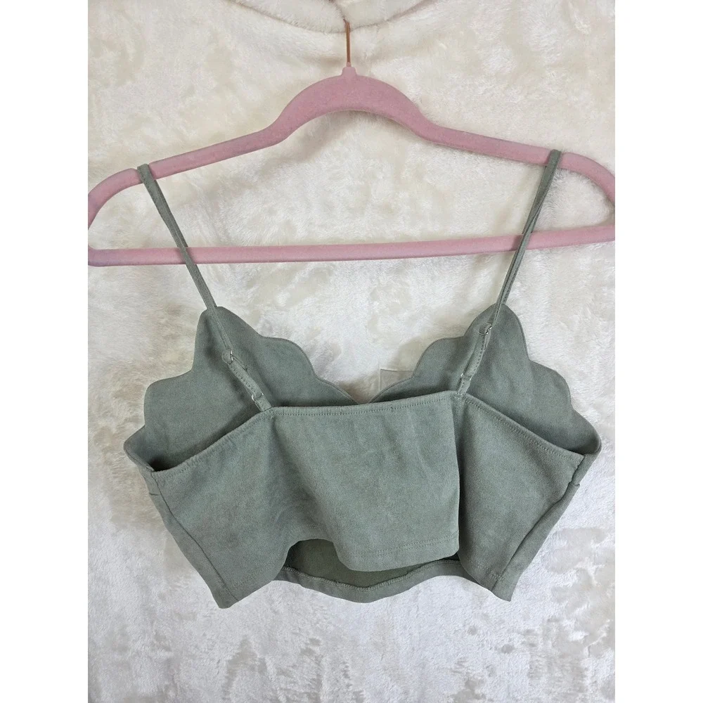IRIS Sage Green‎ Faux Suede 2 Piece Set Crop Top and Mini Slit Skirt ISET135 L